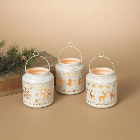 L & L Gerson LED White Rustic Winter Scene Lanterns Indoor Christmas Decor 2435800